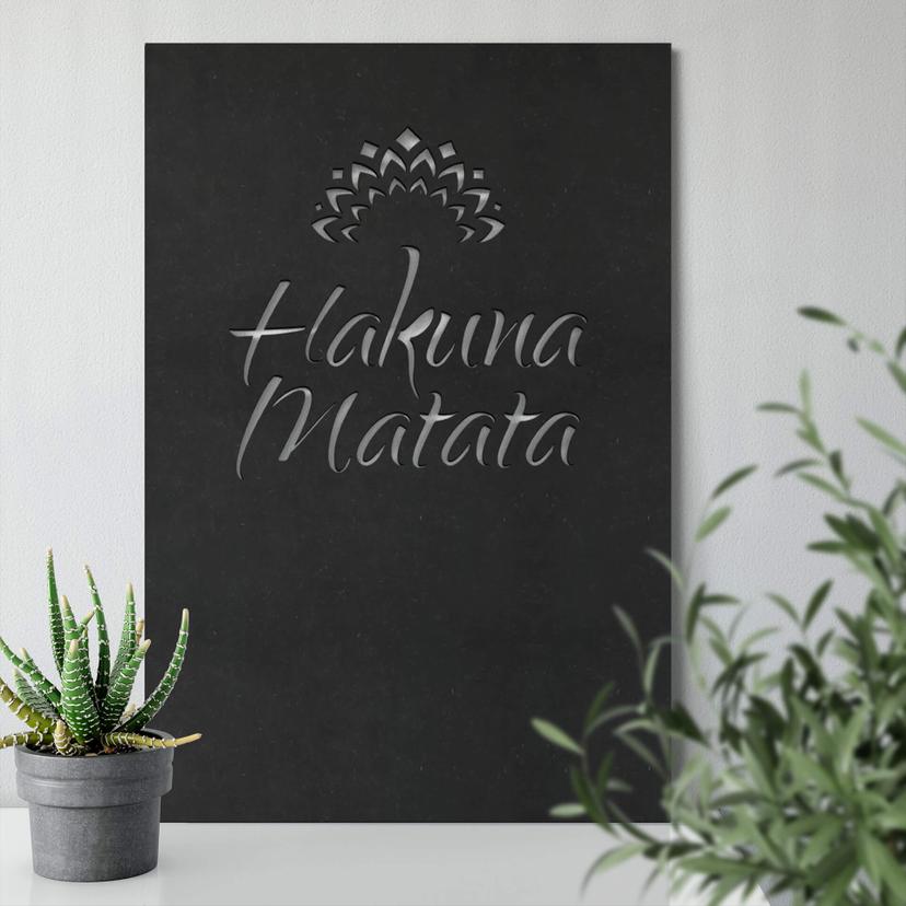 MDF - Decoración en madera Hakuna Matata con flor