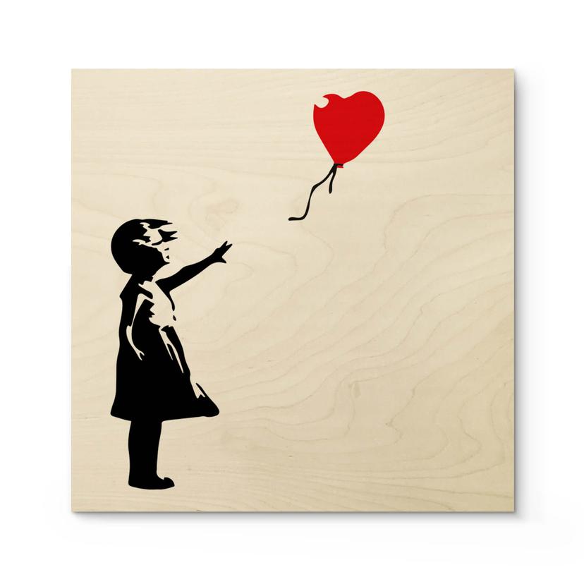 Træbillede Banksy - Girl with the red balloon