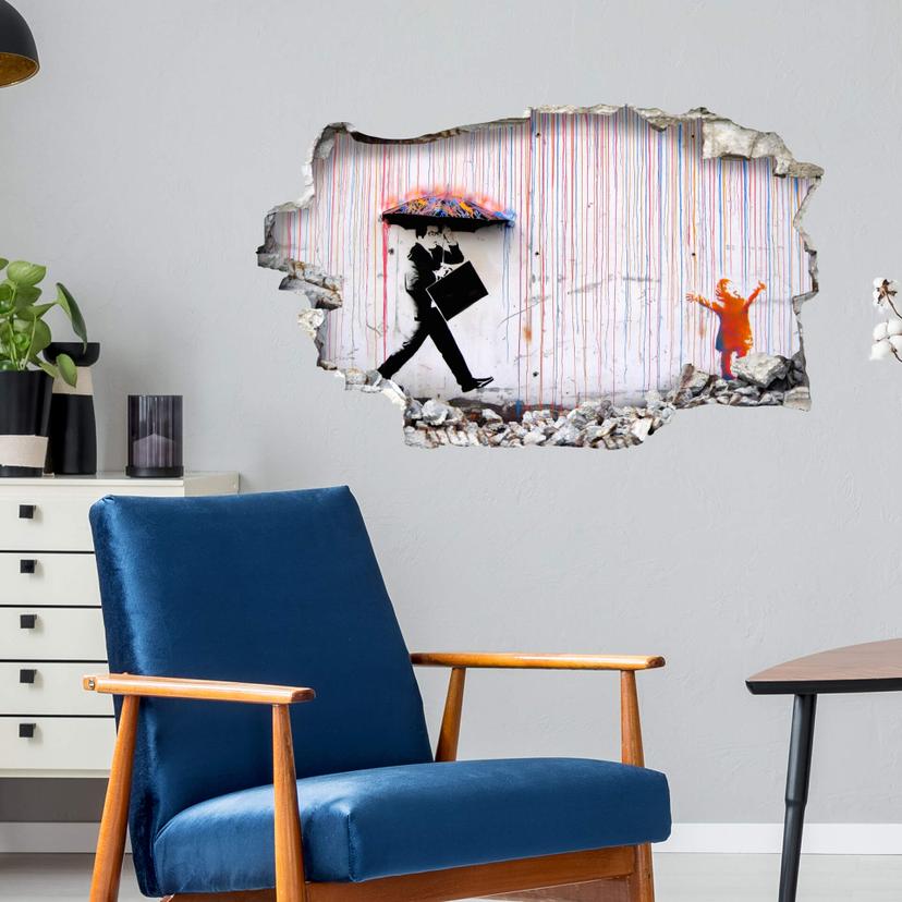 Adesivo 3D Banksy - Pioggia colorata