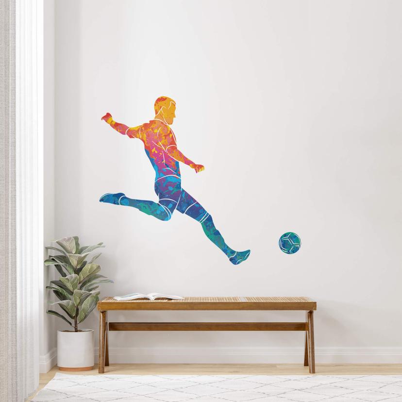 Wallsticker Fodboldspiller med farvegradient