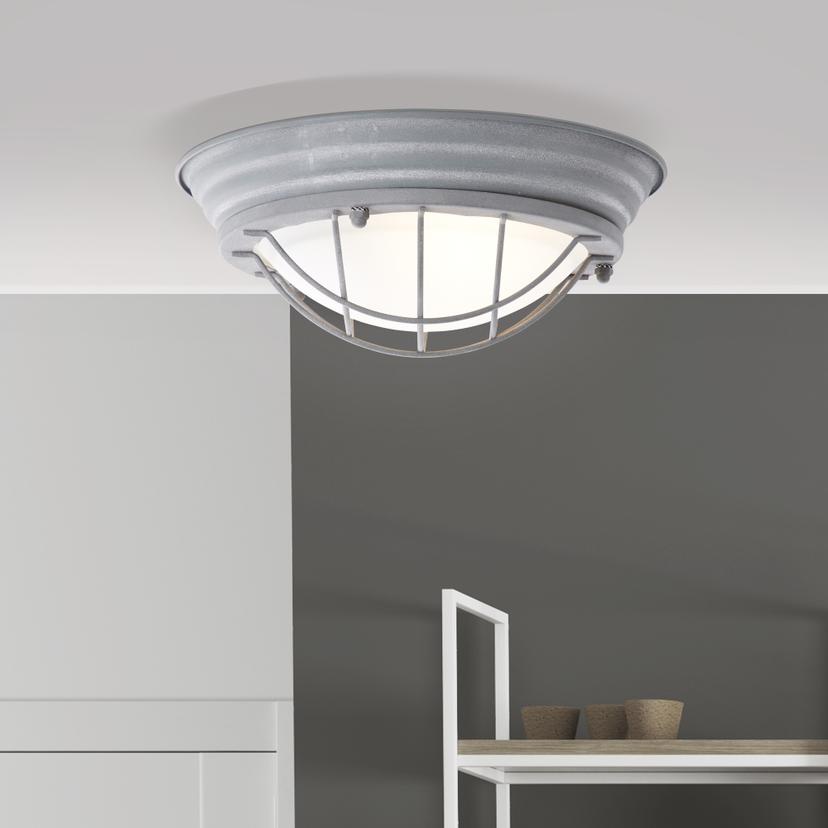 Wand- und Deckenleuchte Sina, grau, 10 x 29 cm, Metall Deckenlampe, dimmbar