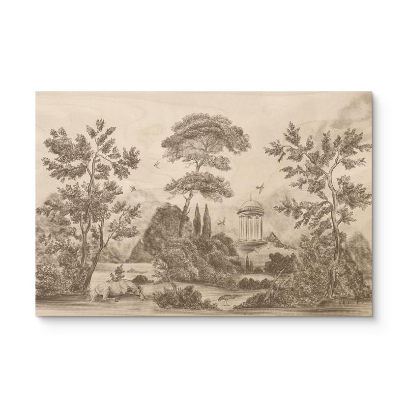 Houten Wanddecoratie met tuinlandschap in beige - Ms Tiff