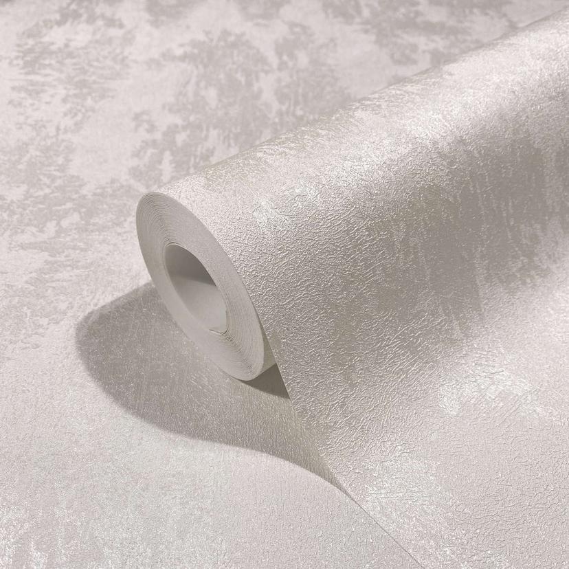 Papel pintado no tejido con un fuerte efecto brillante en una textura perlada de aspecto de hormigón