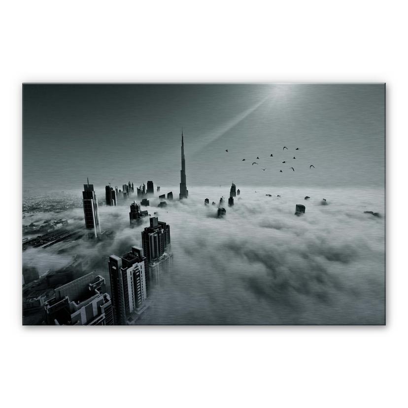 Alu-dibond zilver - Naufal - City in the Clouds