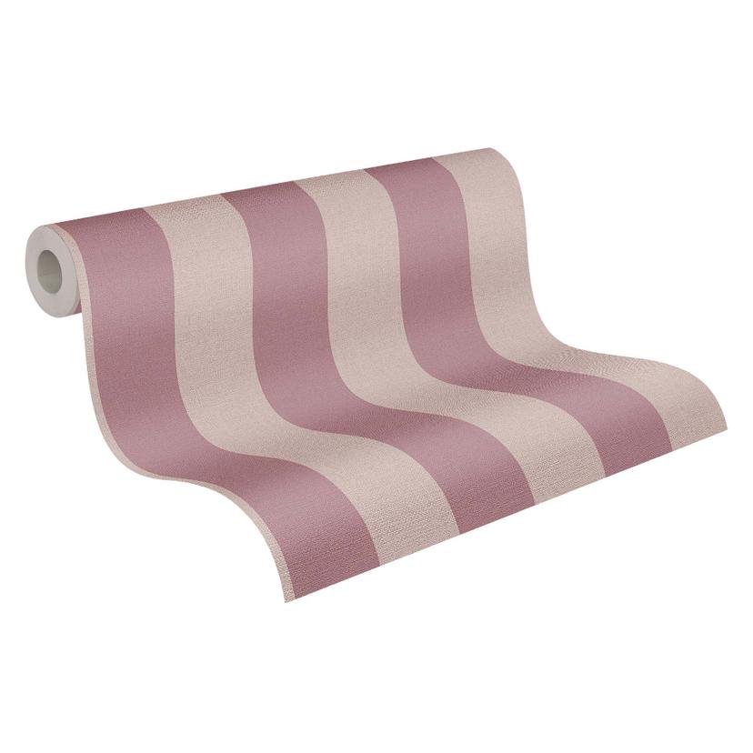 Papel pintado a rayas violeta gris sin PVC - Papel pintado no tejido rayas de A.S. Création 386654