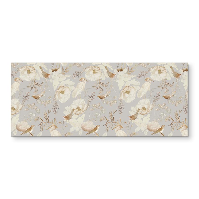Küchenrückwand Vögel zwischen weißen Blumen - UN Designs