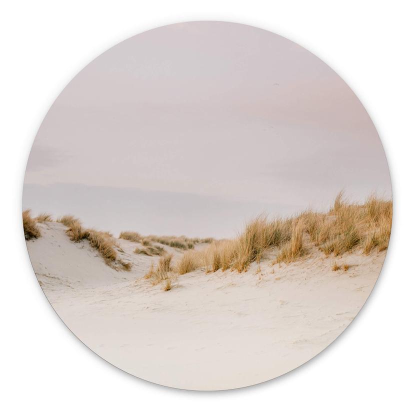 Tableau sur alu-Dibond rond Zwart - Paysage de dunes à Ameland