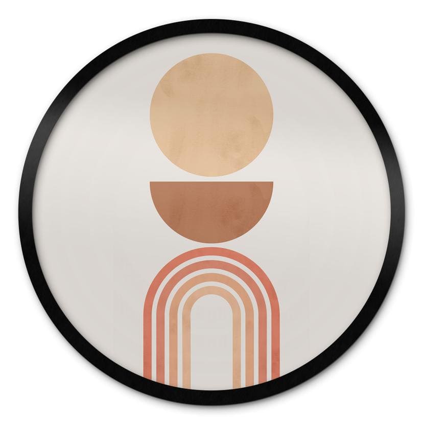 Póster Equilibrio abstracto - Arcos y círculos retro - Costa - Redondo
