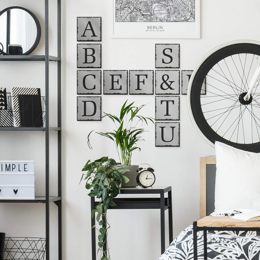 Alu-Dibond sølveffekt - Bogstavsten - Shabby – print på aluminium (Alu-Dibond)