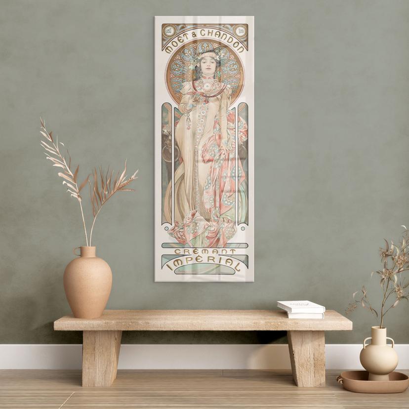 Stampa su vetro acrilico Mucha - Moët e Chandon: Dry Imperial - panoramica