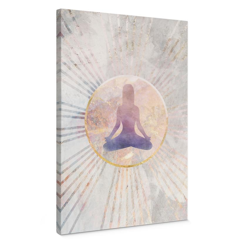Canvasbillede Lotusstilling - Meditation i gyldent lys - Manovski