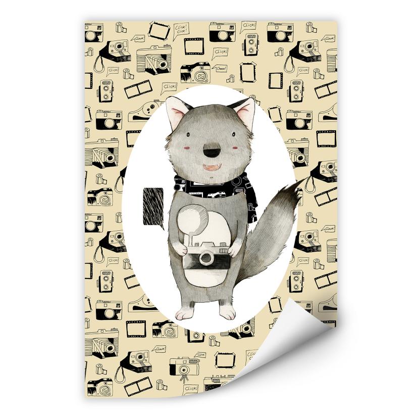 Wallprint Loske - Wolf mit Kamera