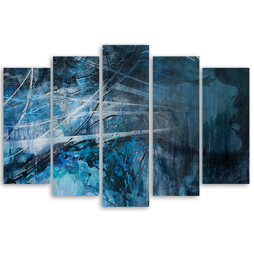 Stampa su tela 5 pezzi Donna blu
