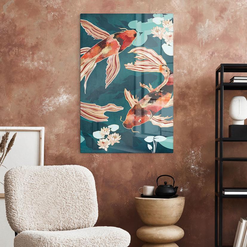 Stampa su vetro Due koi in uno stagno - SpaceFrog Designs