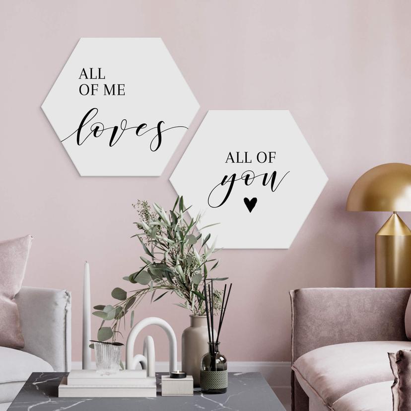 Hexagone - alu-Dibond All of me loves all of you (2 parties)
