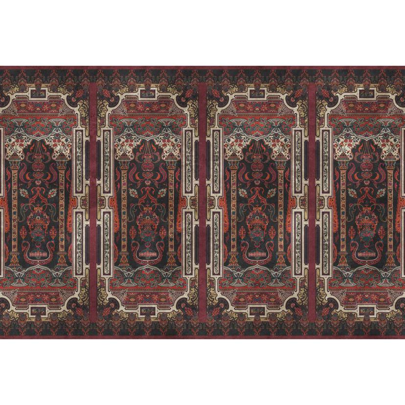 Magnifica carta da parati persiana - rosso rubino e nero con oro - tessuto non tessuto