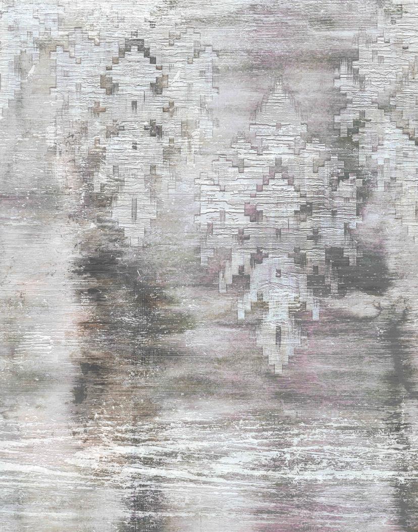 Papier peint photo motif Structure abstraite avec ornement Formes en gris clair 2,7 x 2,12 m