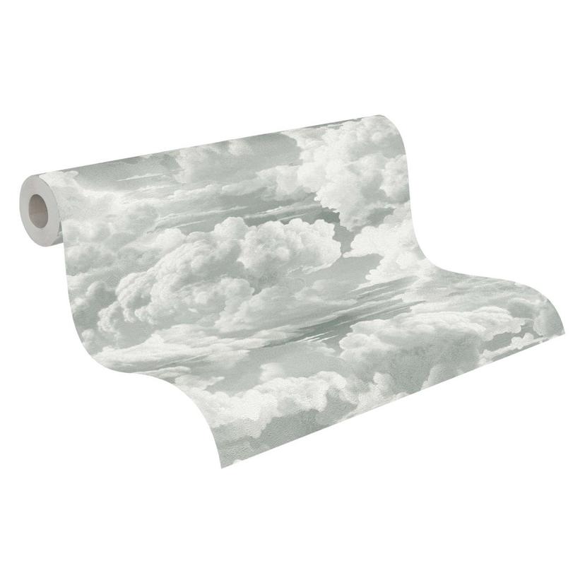 Papel pintado nube gris blanco - Papel pintado no tejido con motivo cielo suave