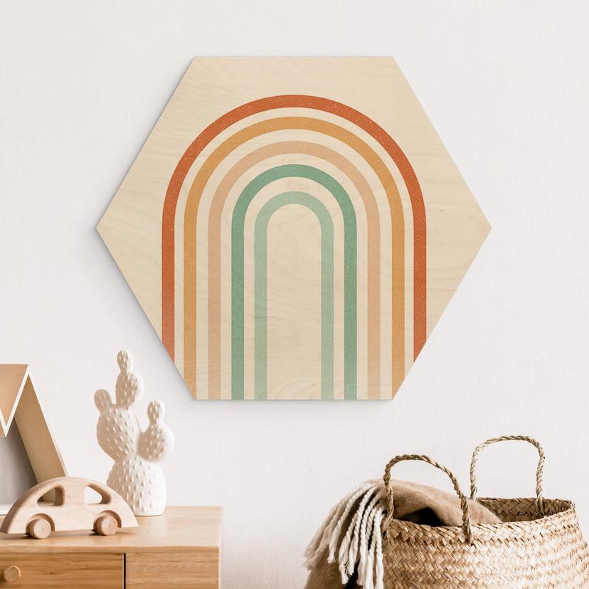 Esagono in legno Boho Rainbow