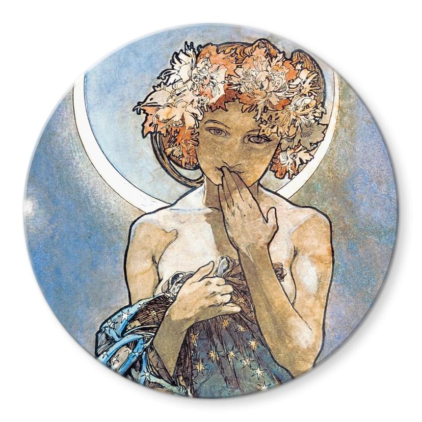 Tableau sur verre Mucha - Etoiles: La Lune