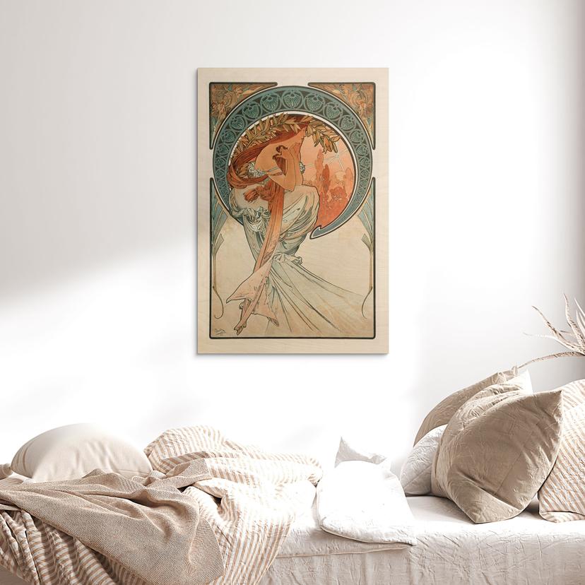 Stampa su legno di Mucha - Quattro arti: Poesia