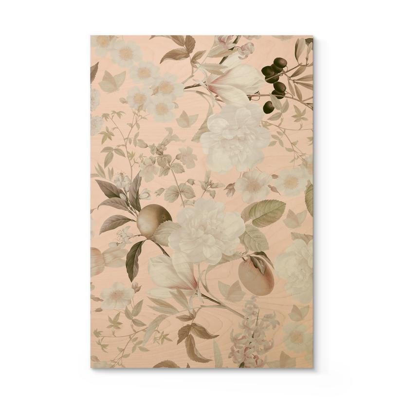 Træplakat Boho-illustration med blomster og frugter - UN Designs