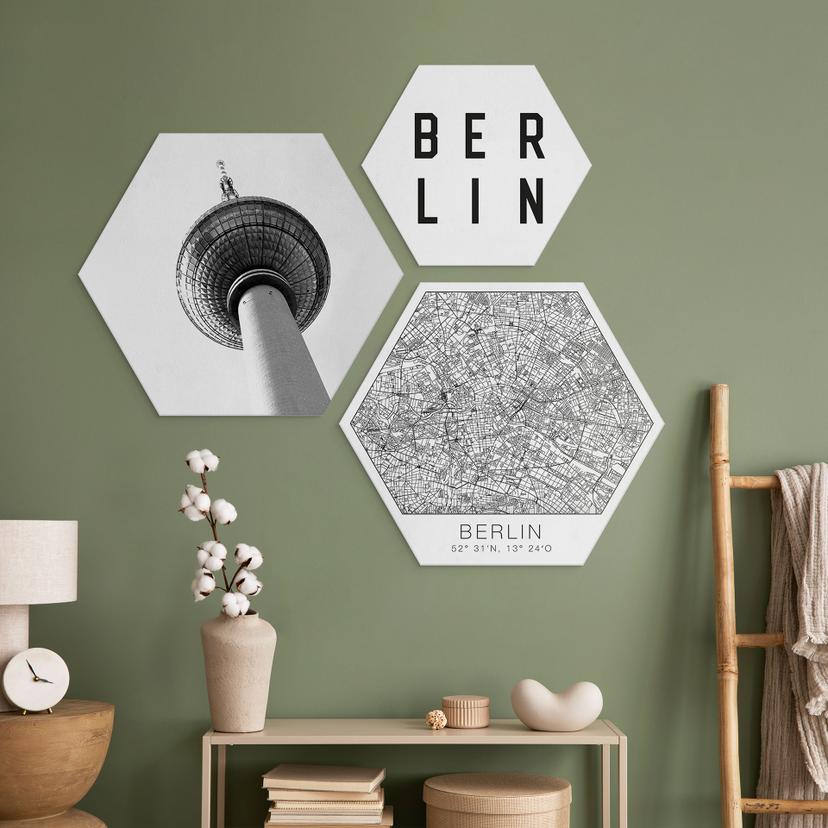 Sekskant - Alu-Dibond - Typisk Berlin (3 stk.)