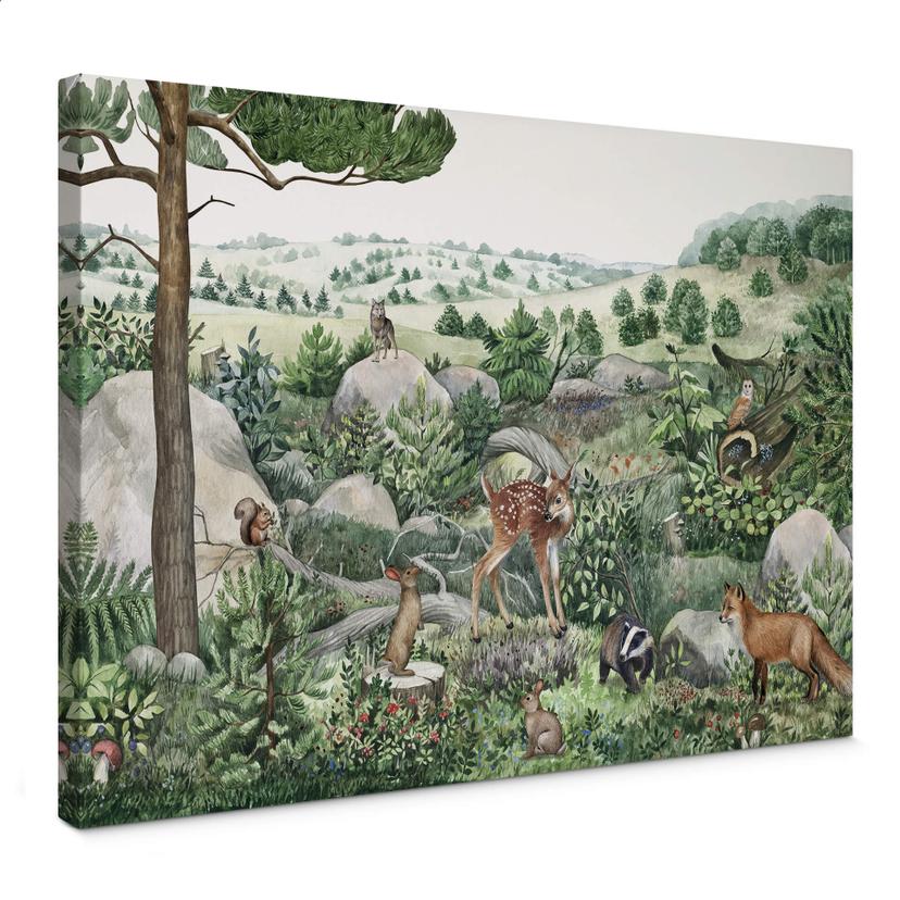 Tableau sur toile Kikki Belle - balade en forêt