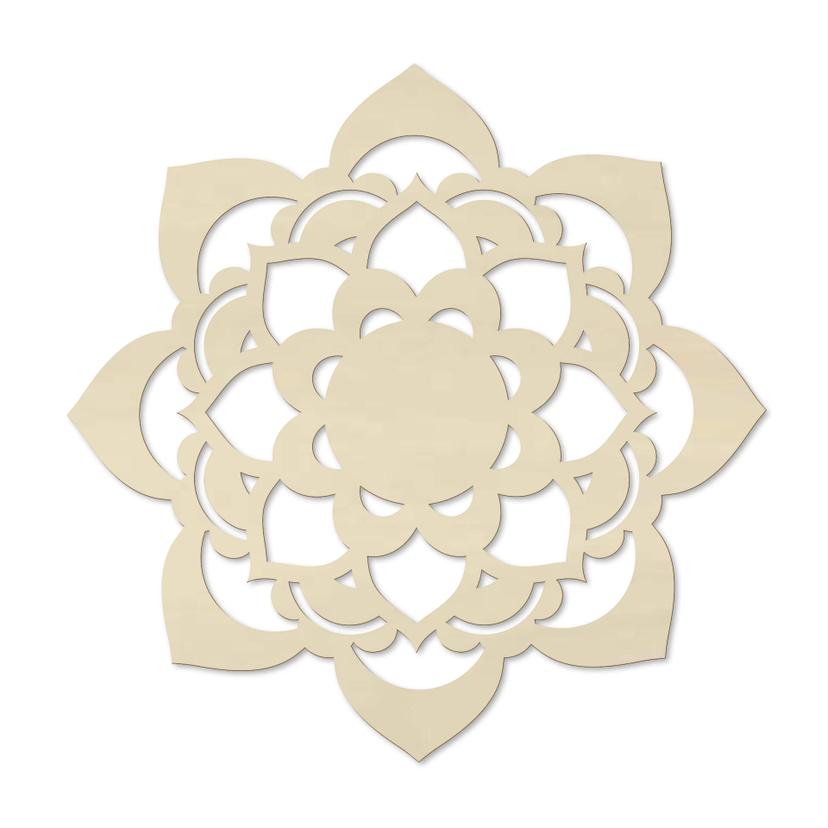 Väggdekorationer i trä av poppel - Mandala Lotus