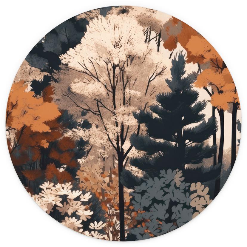 Behangcirkel Kleurrijk herfstbos - Jaszke - vliesbehang/zelfklevend vliesbehang