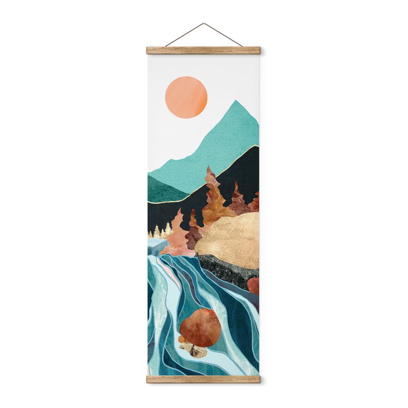 Affiche textile Montagne Pays Rivière - SpaceFrog Designs - Panorama