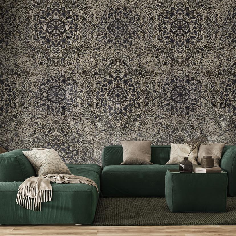 Mandala Boho Antik Guld Fototapet - Bloomery Decor