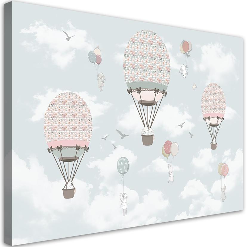 Tableau sur toile, Animaux en ballons colorés, enfants