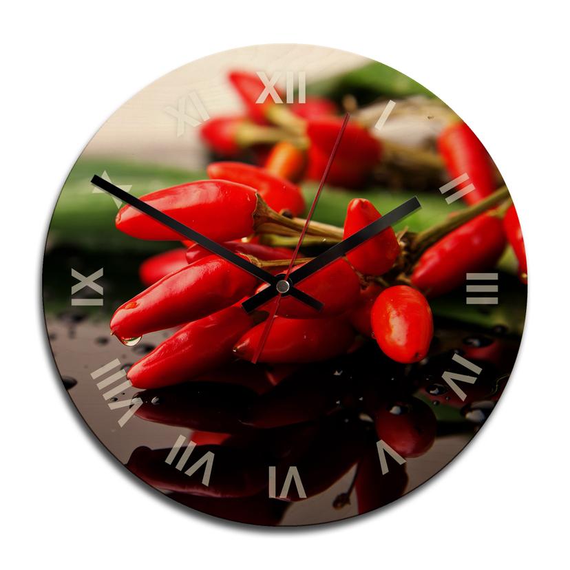 Horloge murale en bois - Piments exotiques