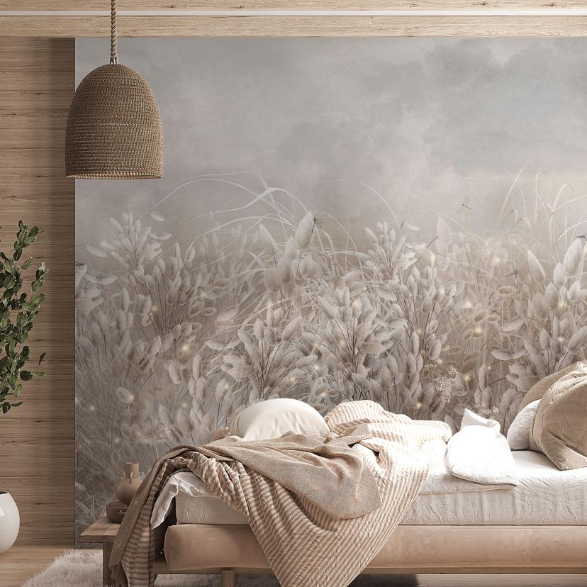 Botanische Fotobehang pampagras en grassen in beige - Ms Tiff