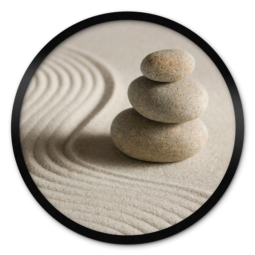 Plakat Meditation & Wellness | Sten i sand 2 - rund