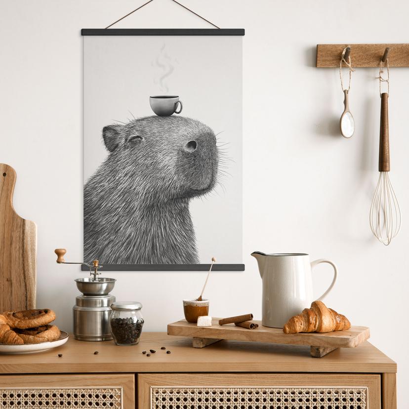 Textielposter Capybara Morgen Koffie - Korenkova