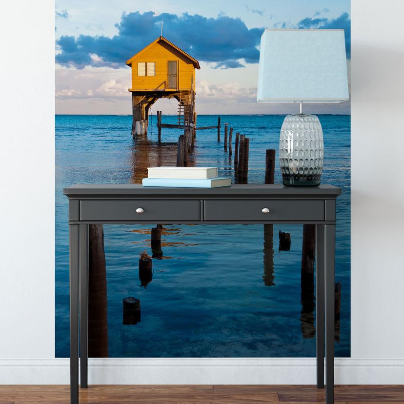 Fototapete Haus auf dem Meer 144x260 cm