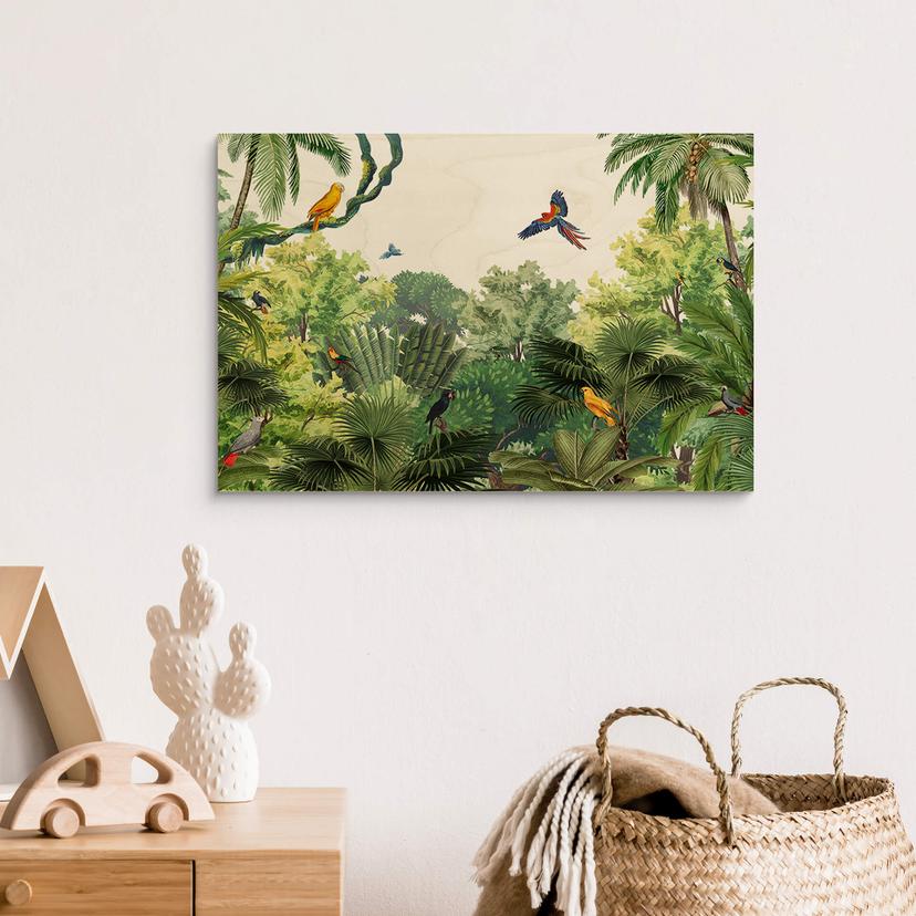 Cuadro de madera Kikki Belle - Pájaros tropicales
