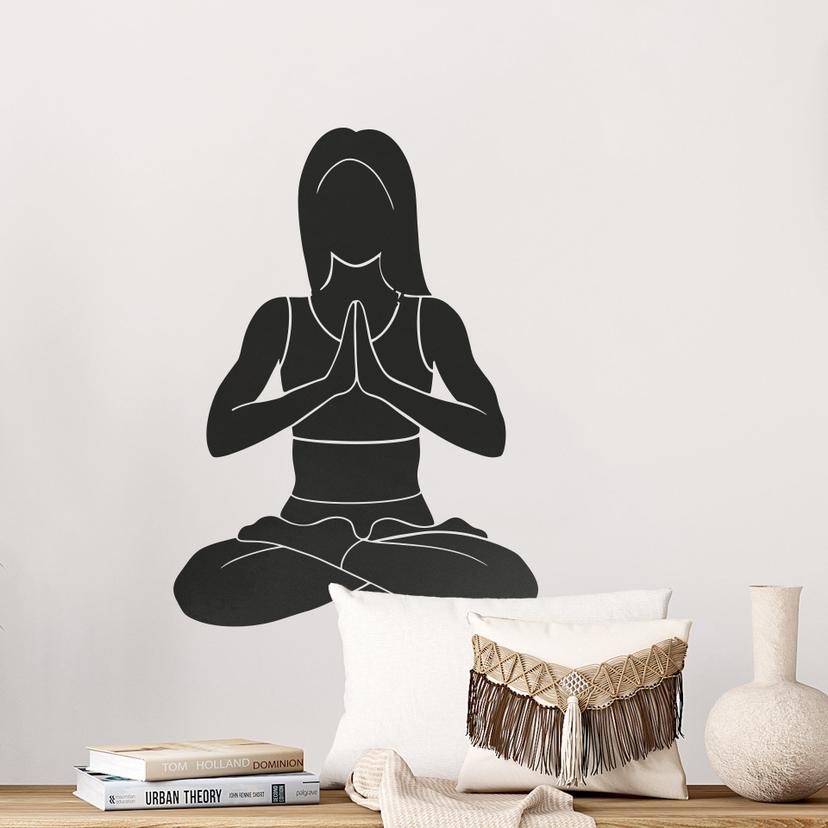 Wallsticker yoga lotus silhuet ensfarvet