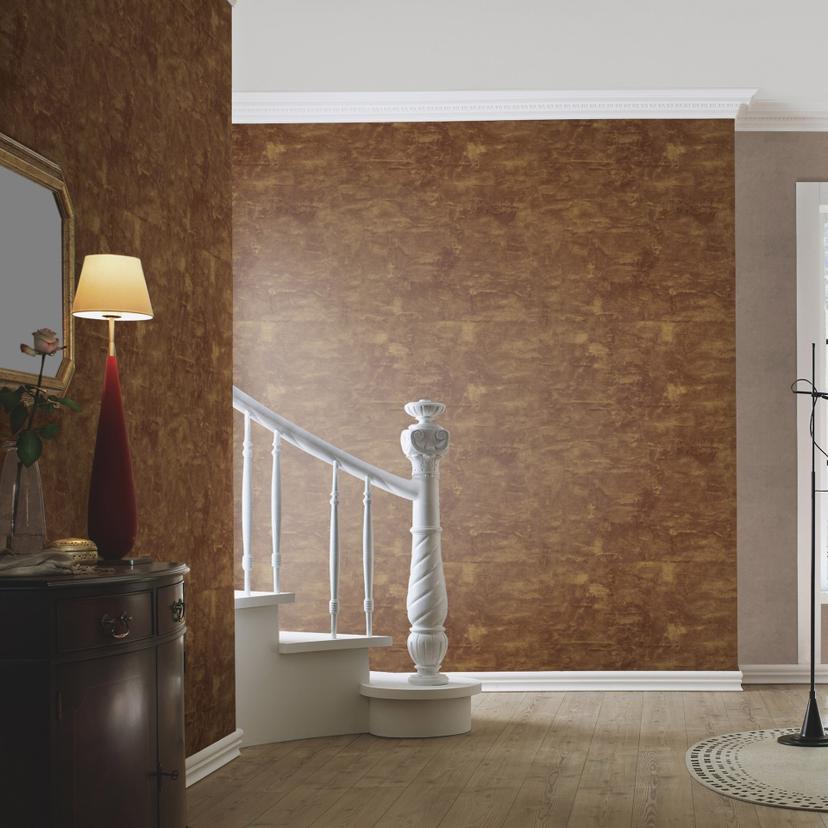 Tapet i metallook, tapet med metaleffekt Factory V brun