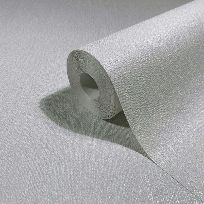 Papel pintado no tejido liso, textil liso clásico en blanco