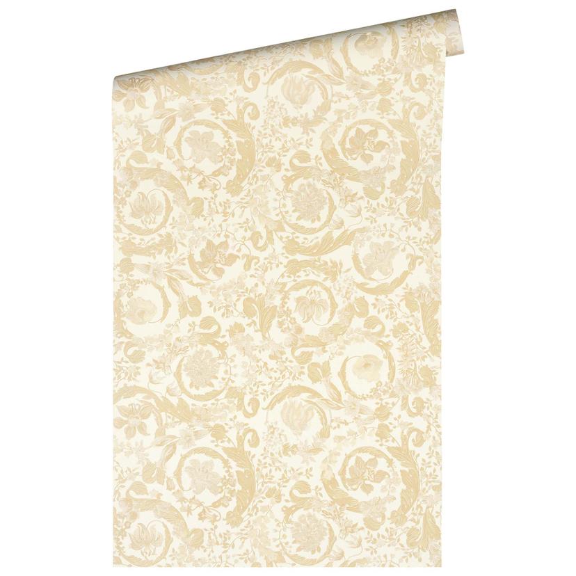 Versace tapet blomstermotiver i beige og creme non-woven tapet design blomstret tapet