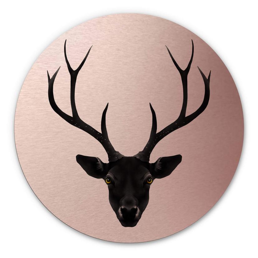 Wandcirkel Alu-Dibond - Ireland - Black Deer - koper effect