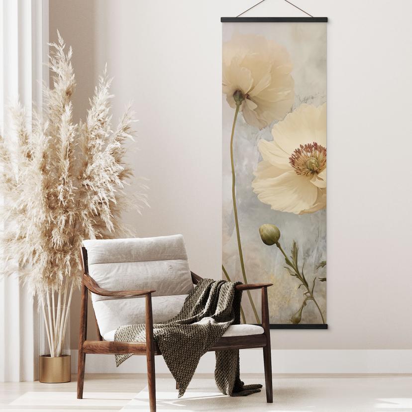 Textil poster Blomsterprakt i varma pastellfärger - Paksoylu - Panorama