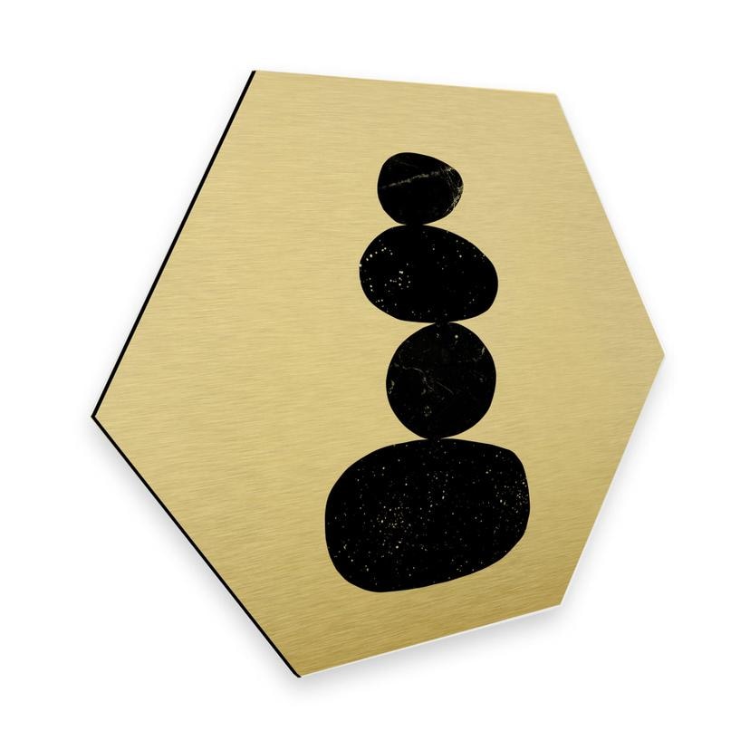 Hexagone - Alu-Dibond effet doré Nouveauprints - Pebbles 3 noir