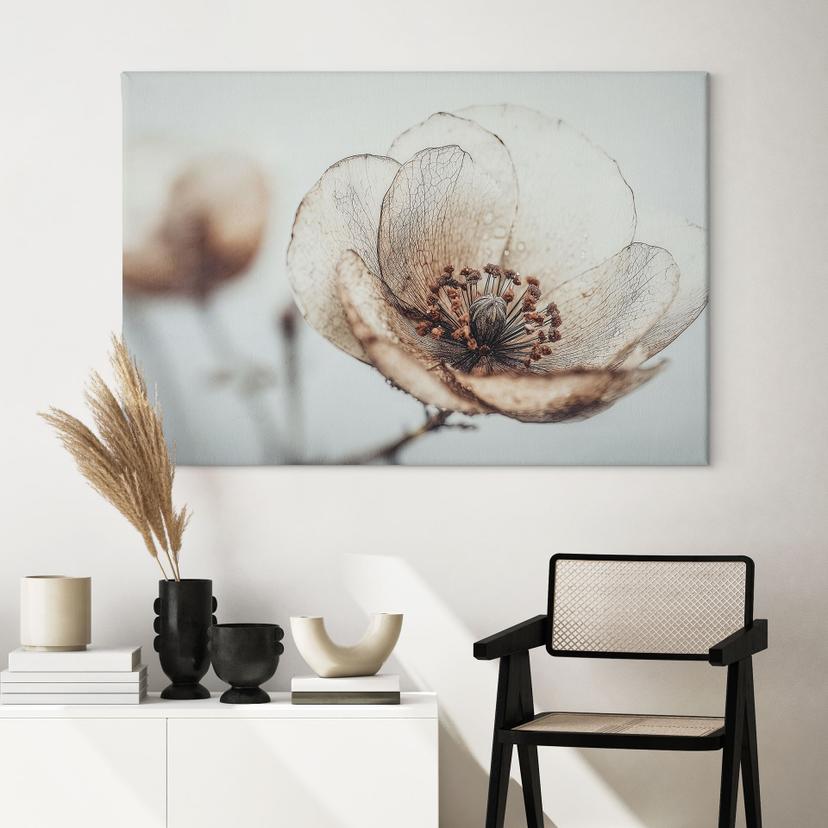 Stampe su tela beige con fiori secchi, poesia sulla natura - Treechild