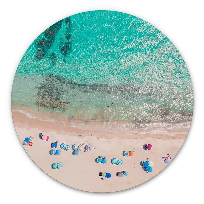 Tableau sur alu-Dibond rond Sisi & Seb - Sur la plage