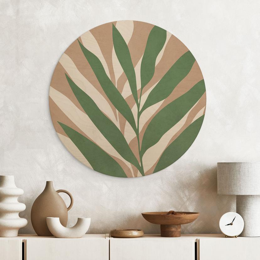 Cuadro de madera Ramas tropicales en un suave juego de colores - Costa - Redondo