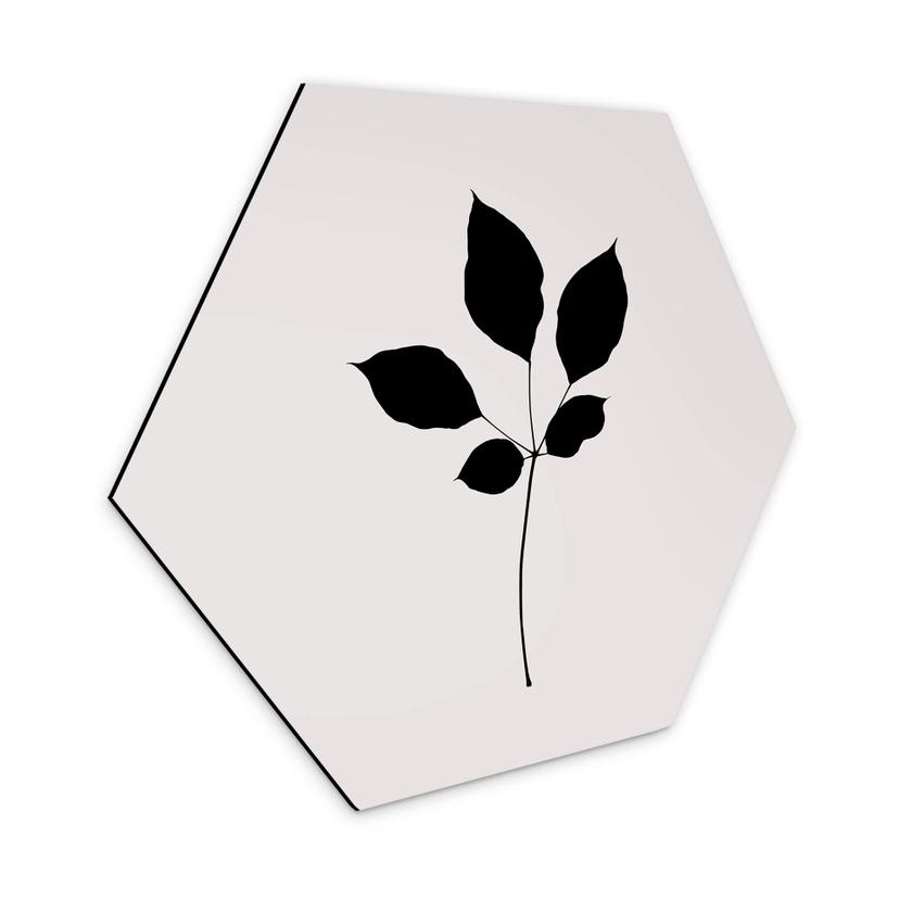 Hexagone - Alu-Dibond Kubistika - Feuille de châtaignier noire